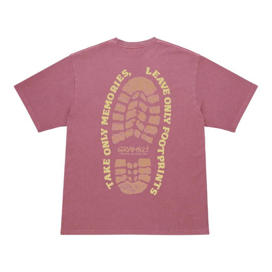 Gramicci Pigment Dyed Footprints Tee - Red Pigment