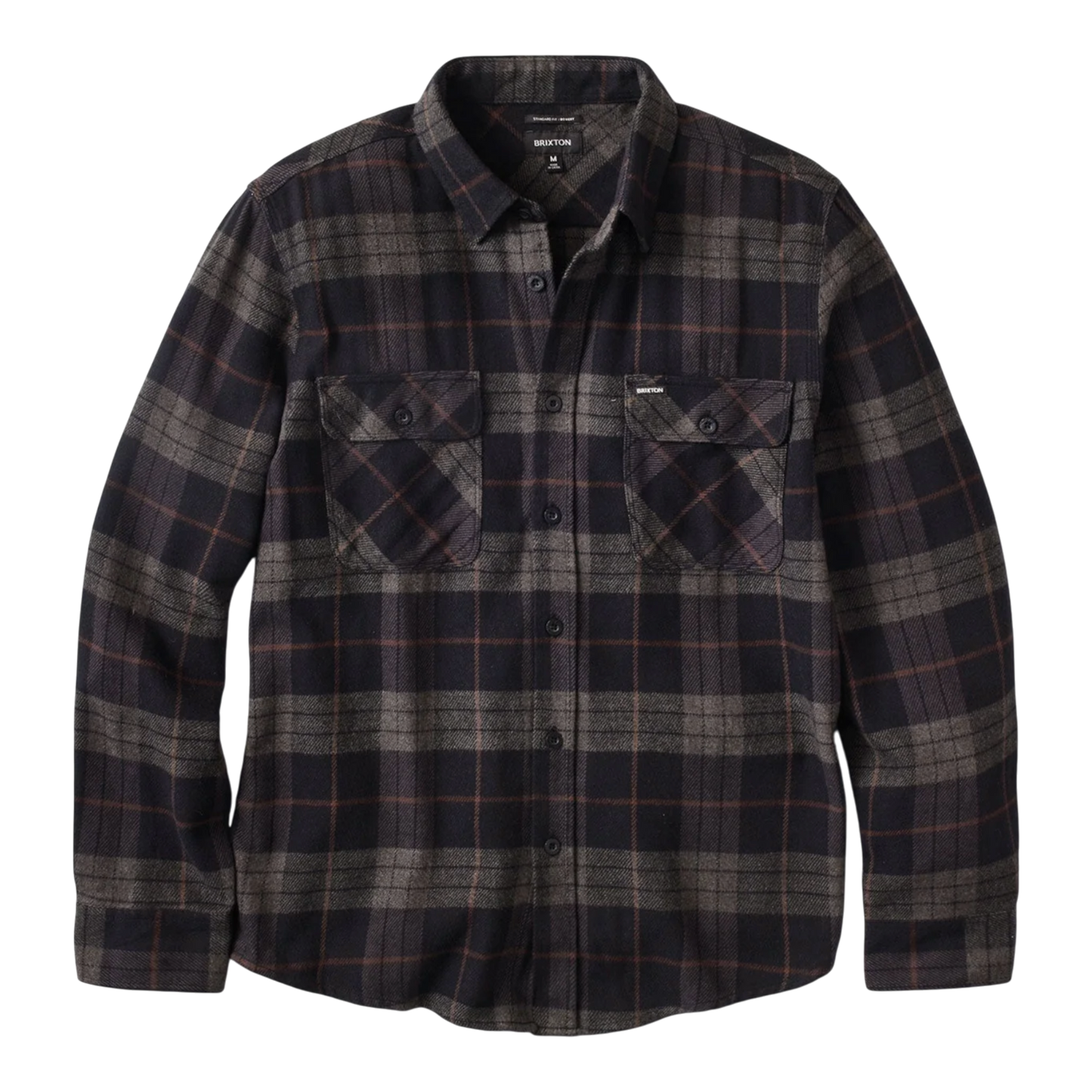 Brixton - Bowery L/S Flannel - Black / Charcoal