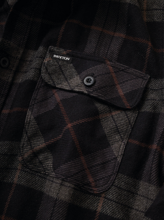Brixton - Bowery L/S Flannel - Black / Charcoal
