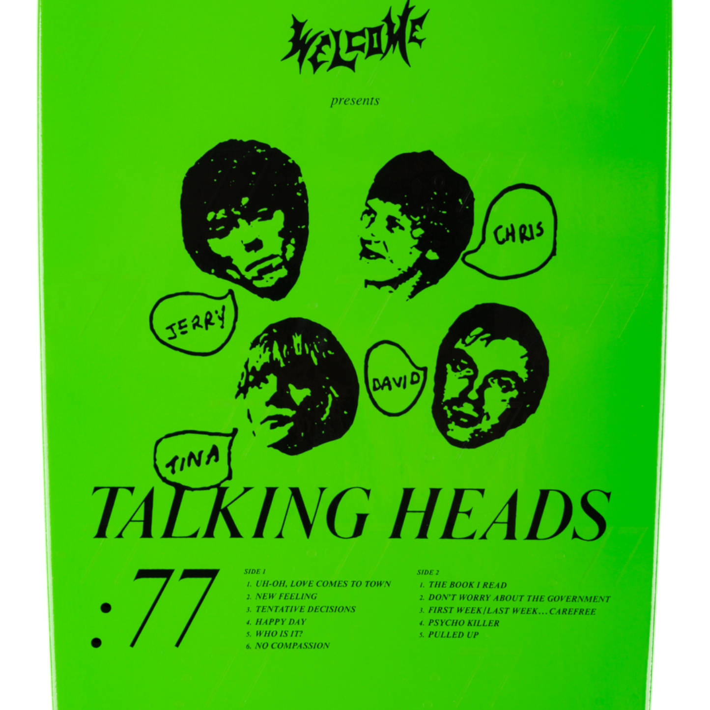 Welcome x Talking Heads 10.1 Psycho Skateboard Deck Green