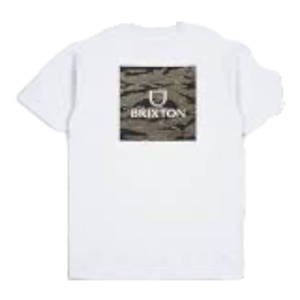 Brixton Alpha Square S/S T-Shirt - White / Tiger Camo