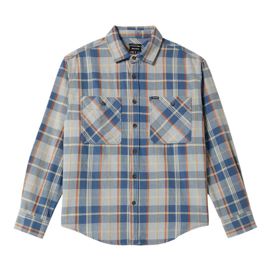 Brixton - Vintage Wash L/S Flannel - Blue / Soft Blue / Orange