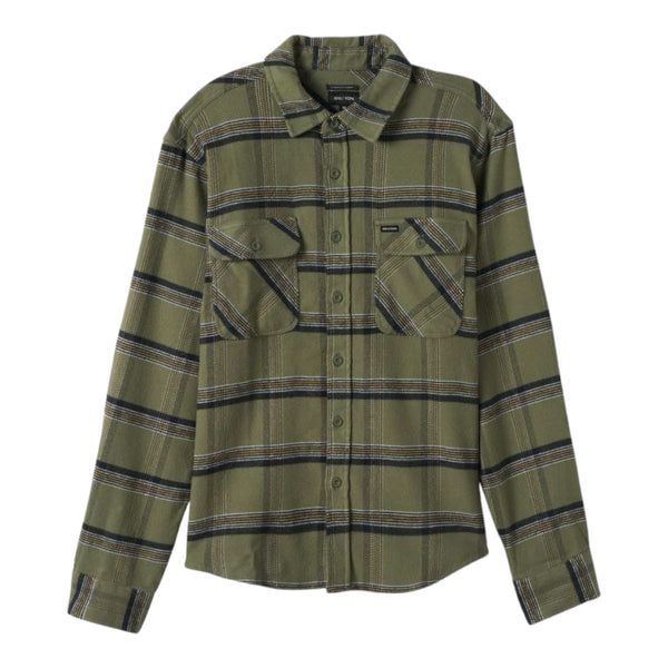 Brixton - Bowery Stretch Water Resistant L/S Flannel - Olive Surplus/Black/White