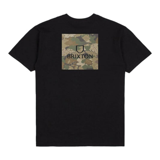 Brixton Alpha Square S/S T-Shirt - Black / Leaf Camo