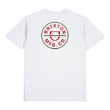 Brixton Crest II S/S T-Shirt - White / Aloha Red / Dark Earth