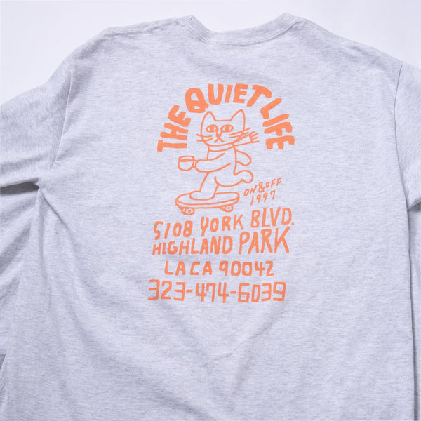 The Quiet Life - Skating Cat Long Sleeve T - Ash