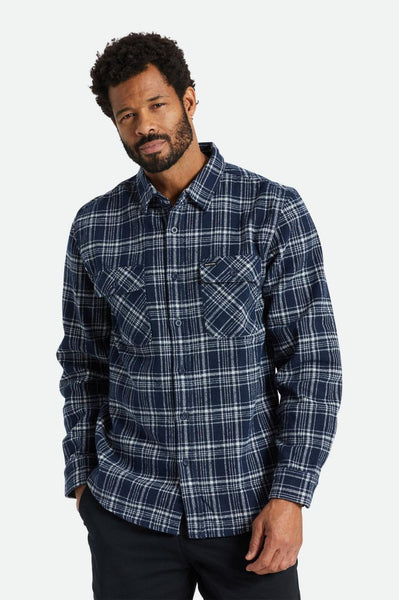 Brixton - Bowery Heavy Weight L/S Flannel - Navy / Grey