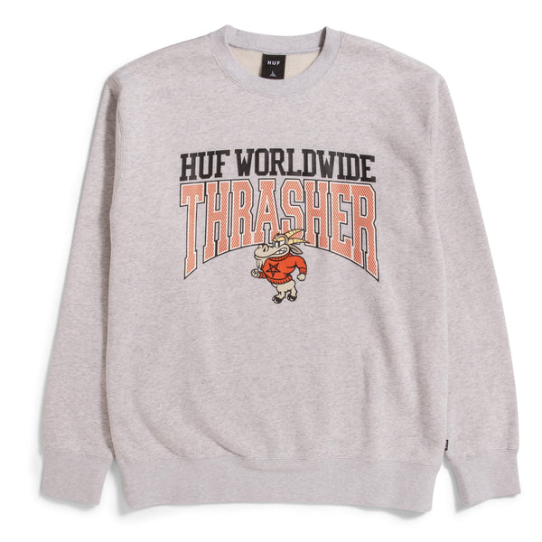 HUF x Thrasher Candlestick Crewneck - Athletic Heather