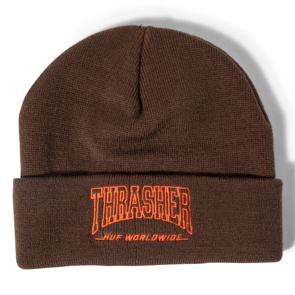 HUF x Thrasher Field Crew Beanie - Chocolate