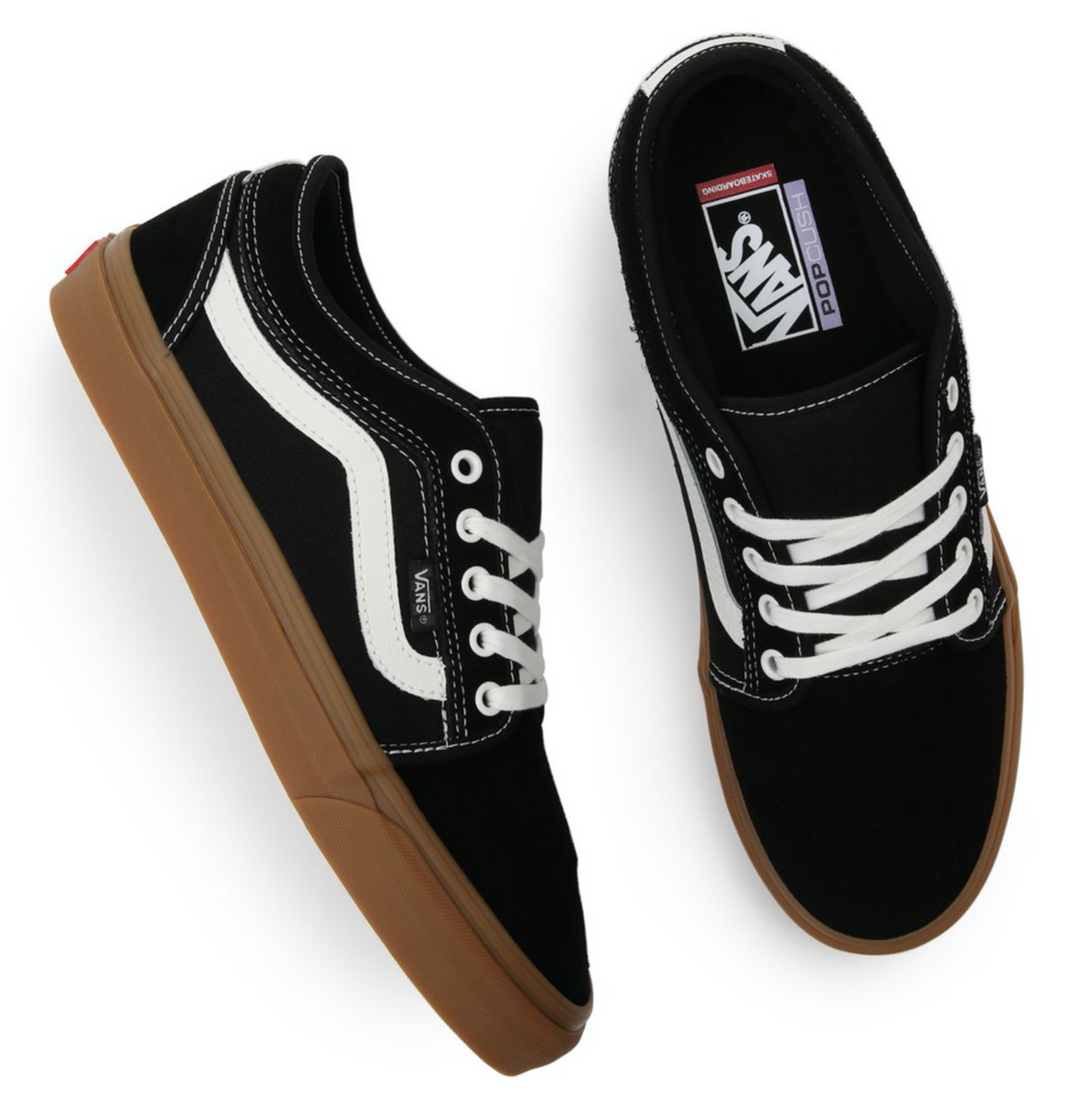 Vans chukka low pro sales black & gum skate shoes