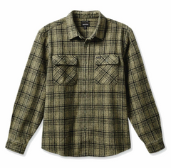Brixton - Bowery Heavy Weight L/S Flannel - Military Olive/Black