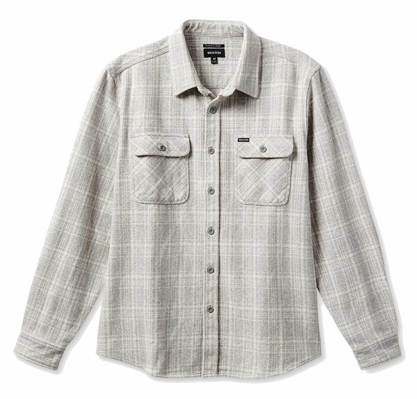 Brixton - Bowery Heavy Weight L/S Flannel - Heather Grey /Off White